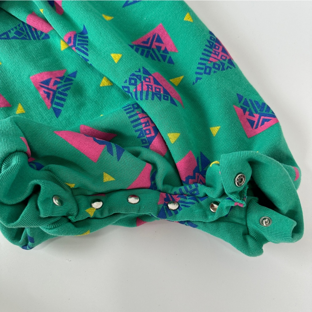 VTG Parco 12M Baby Collared Romper Unisex Geometric 80s 90s - Picture 6 of 10